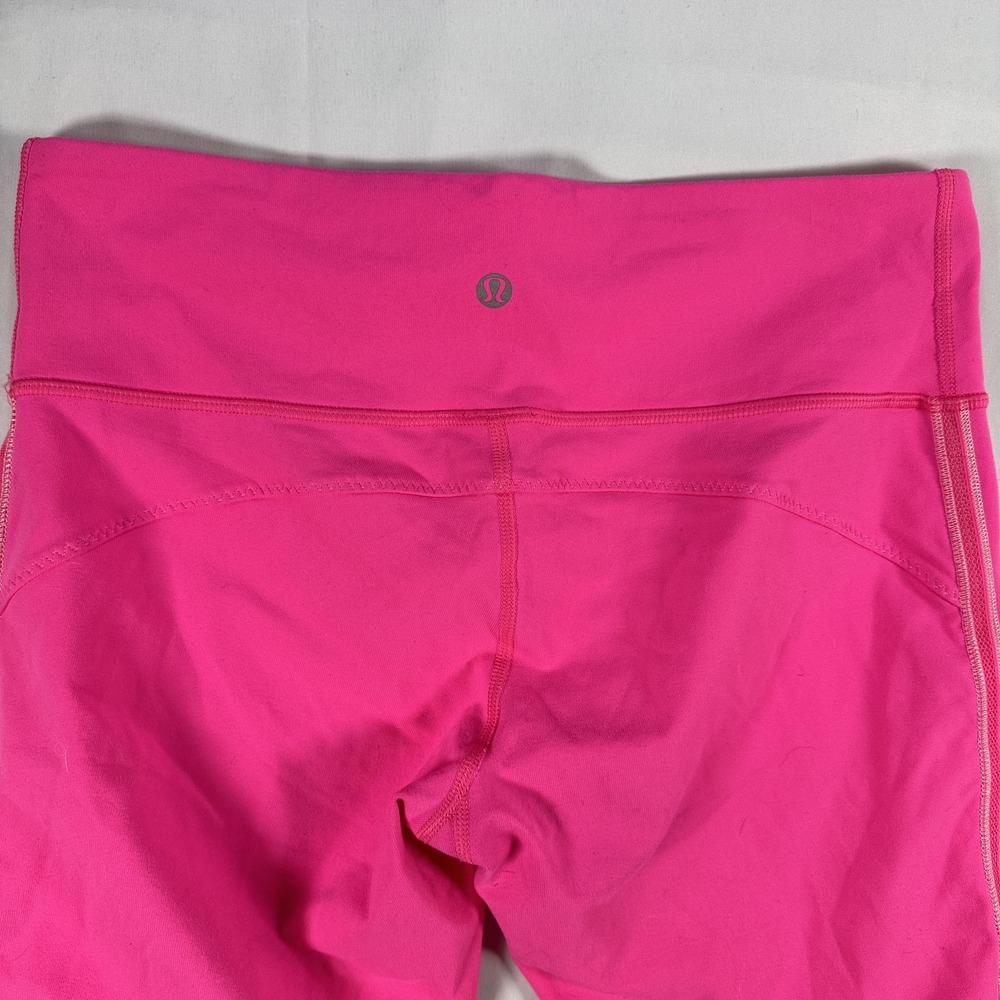 Lululemon Leggings Womens 8 Pink Capri Crop Ruched Side Yoga Athletic Pants - Picture 4 of 7